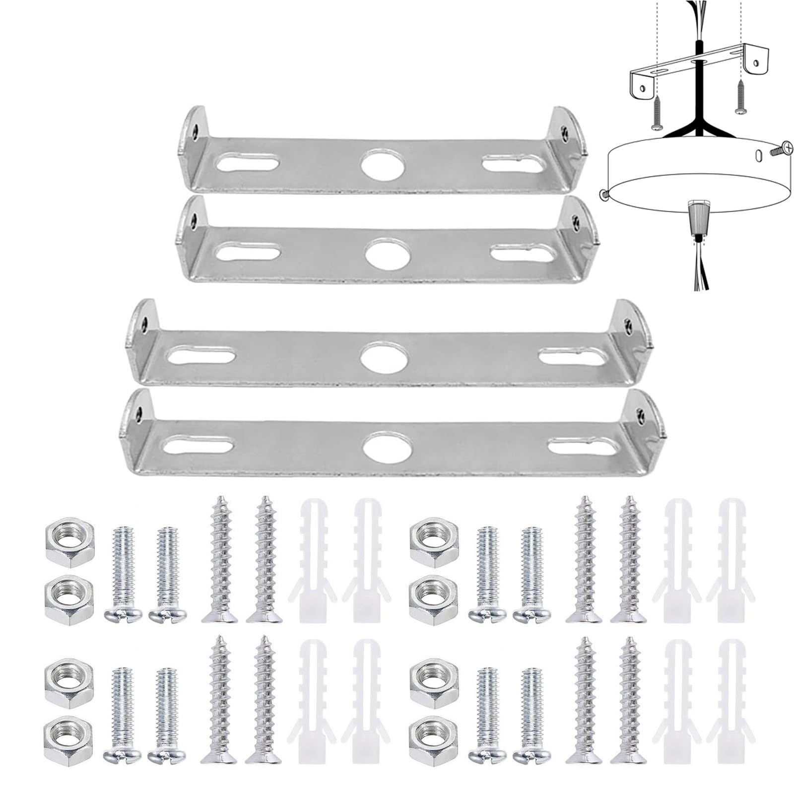 Younieyo Sliver 4Pcs Ceiling Light Fixture Mounting Bracket 9Cm 10.5Cm Stainless Steel Mounting Plates With Screws For Pendant Fixtures Secure Lighting Support For Home Office Chandelier Installation