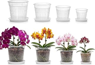 8 Stück Transparenter Orchideentopf,11/14/16/19cm Orchideentopf Plastik mit Ablauflöchern und Tabletts,Pflanztopf Durchsichtig,Atmungsaktiv Durchsichtige Blumentöpfe,für Wurzelwachstum & Kräuteranbau