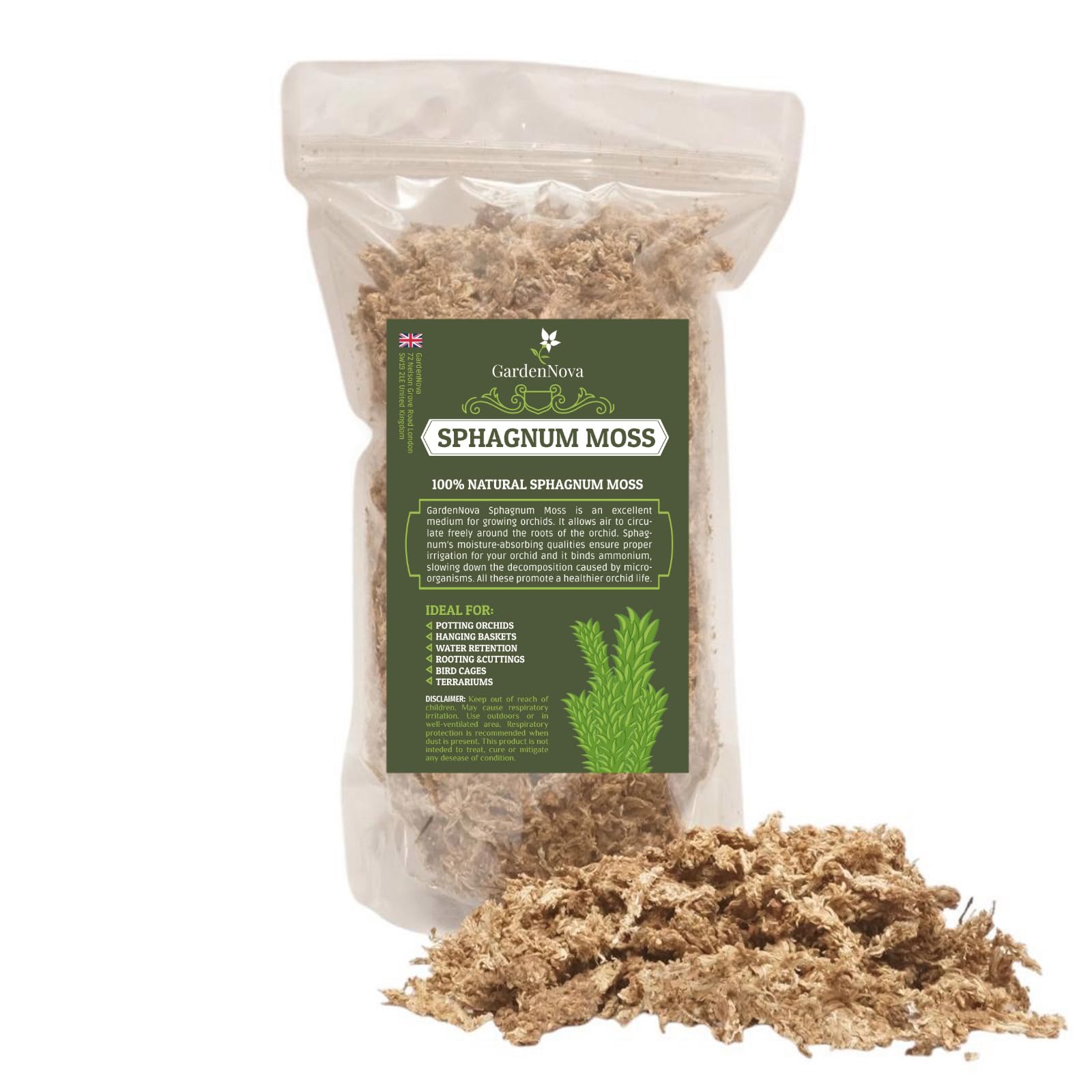 Premium Argentinian Sphagnum by GardenNova - Organic Hand Mixed Long Fibered Sphagnum Orchid - 1 Liter Bag โ image 1