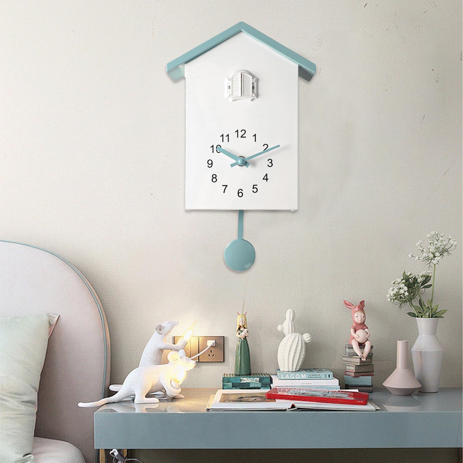 Reloj de cuco moderno, reloj de cuco de la Selva Negra con péndulo, reloj de cuco con voz de pájaro y función de silencio nocturno. Reloj de péndulo moderno para pared para el hogar, sala de