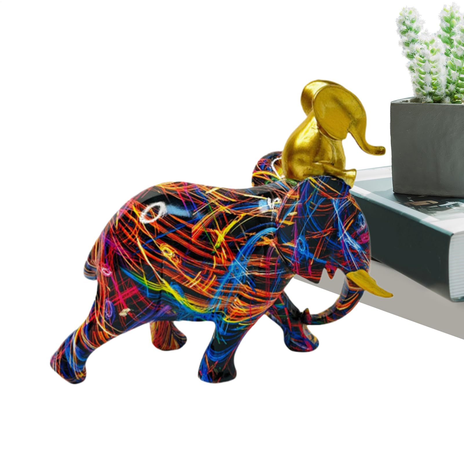 Décoration en résine de qualité supérieure avec statues d'éléphant chic