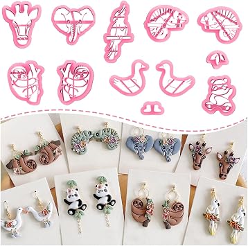 Keoker Animal Polymer Clay Cutters, 12 Shapes Clay Cutters for Polymer Clay Jewelry Animals