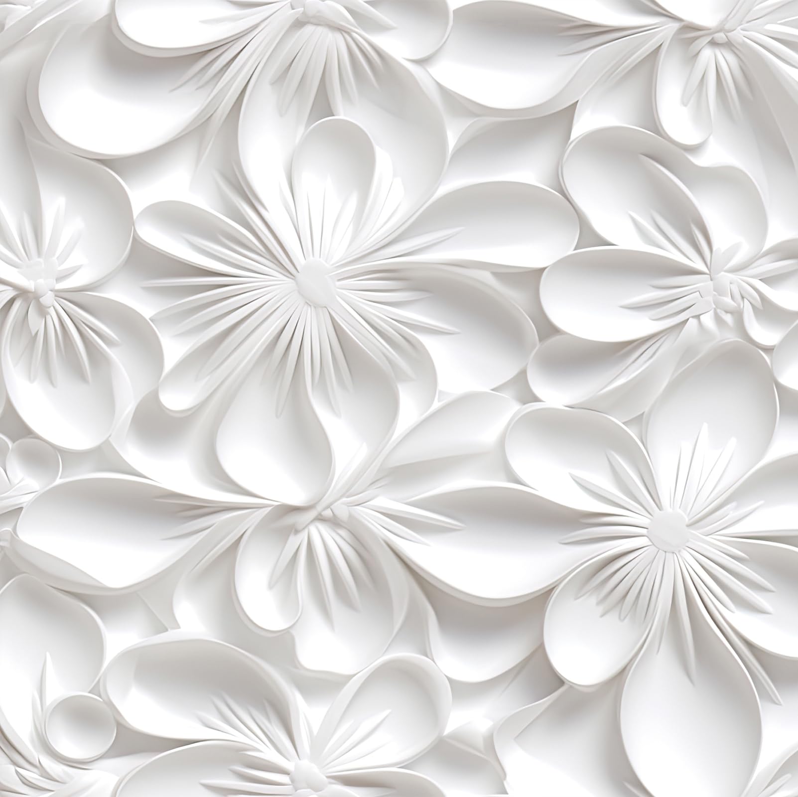 Stickyart 3D White Floral Peel and Stick Wallpaper