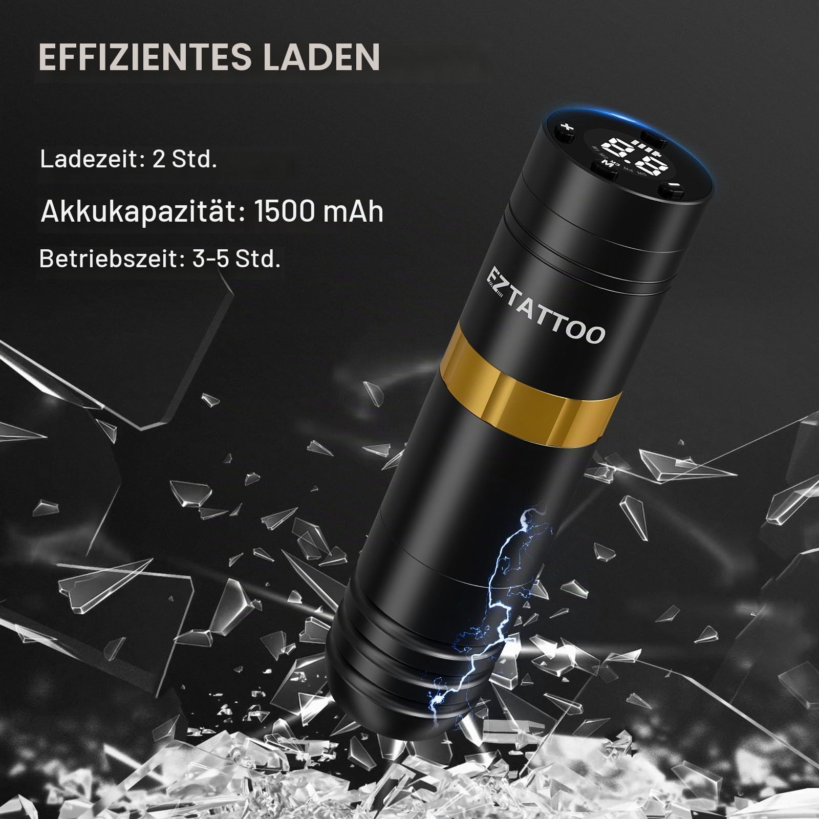 Maschine - Drahtlose Rotations Pistole mit 1500mAh Akku Stromversorgung für Anfänger und Künstler (Caster Goldene)