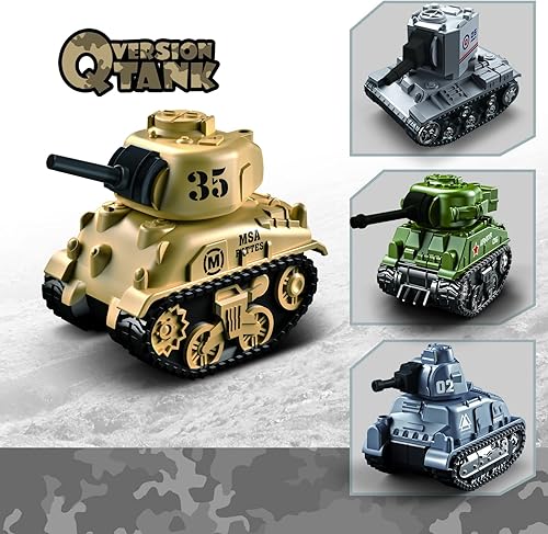 Miniatura 4 de Paquete de 4 vehículos militares de aleación de juguete con mecanismo de retroceso, regalos de fiesta de cumpleaños para niños y niñas (4 tanques