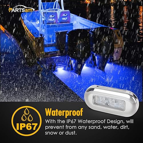 Miniatura 6 de Luces LED de cortesía de 3 pulgadas, 4 unidades, para yates, botes, escaleras, jardines, lente transparente