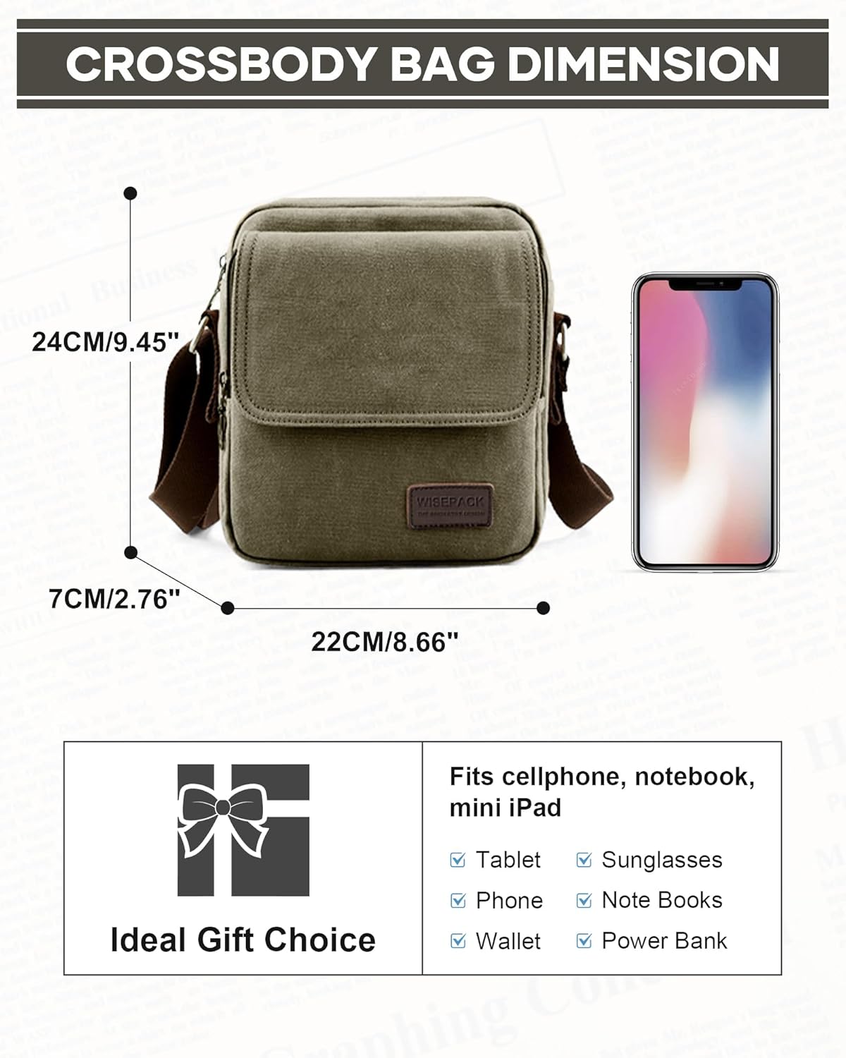 Small Crossbody Bag for Men,Canvas Messenger Shoulder Bags Crossbody Satchel Bag Men's Side Bags Over the Shoulder Purse - Image 3