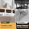 Bandeja organizadora de cables debajo del escritorio blanca, organizadores de cables Cinati sin perforación, bandeja para cables con abrazadera para gestión de cables, caja de organización de cables para oficina, hogar - sin dañar el escritorio 5