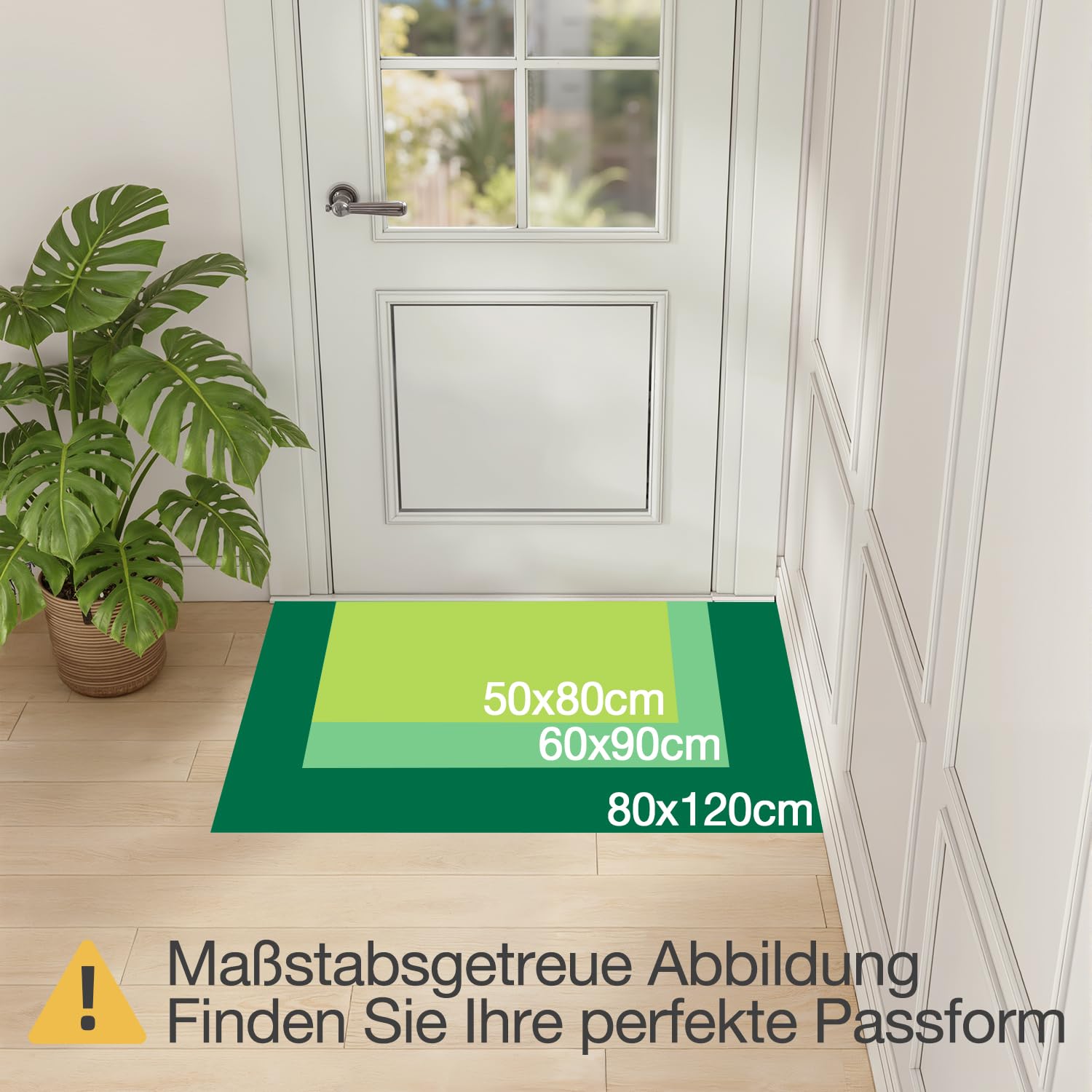 LUMI Sisal Fußmatte Innen 60x90 cm, Handgewebt, rutschfest, Braun | Handgefertigte Natur-Sisalfasern, Verstärkte Kanten, Ausfransschutz,5mm Flachprofil, Punktbeschichtete Rutschfeste Rückseite