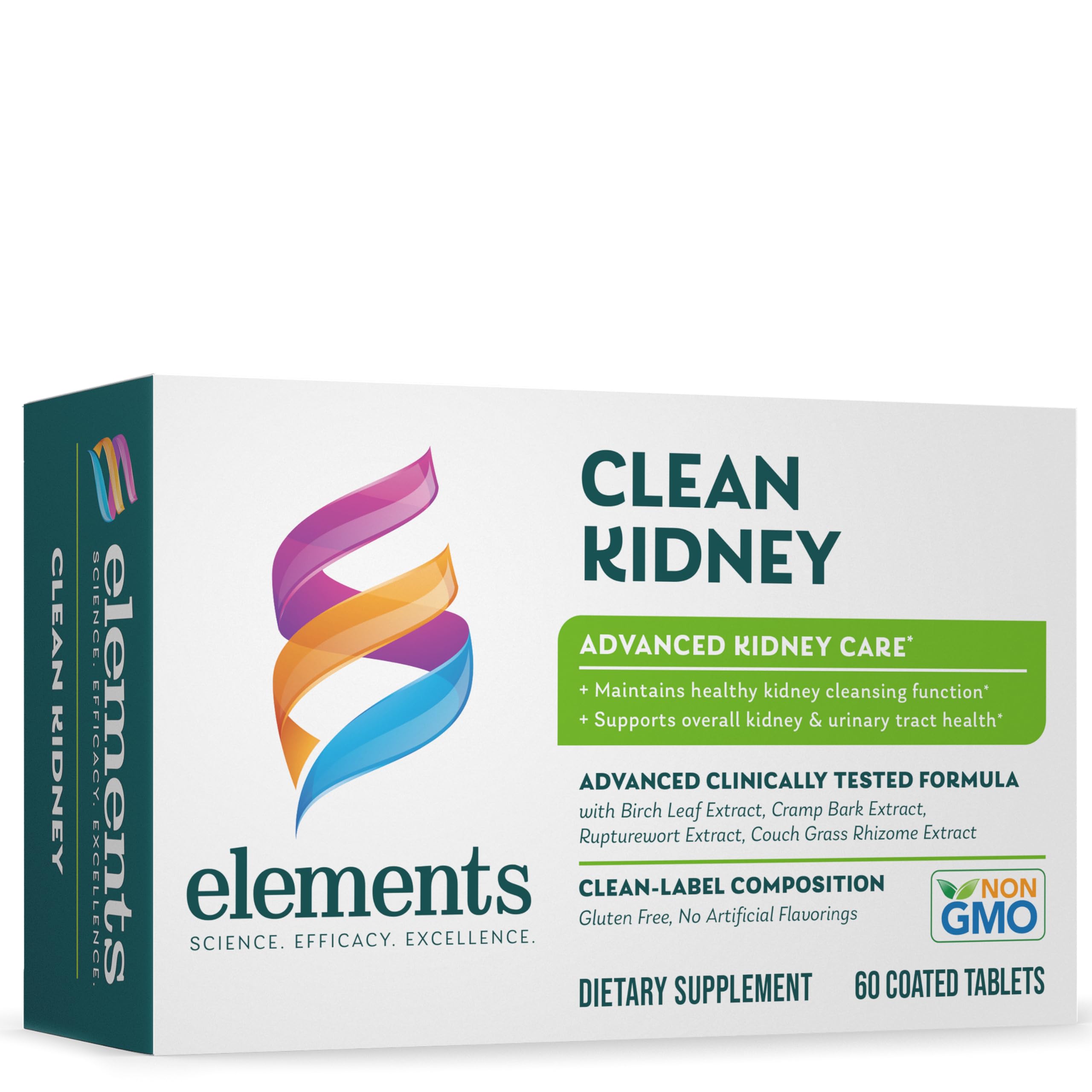 Elements Clean Kidney, 60 Tablets (30 Day Supply), Supports Normal Kidney and Urinary Tract Function, Gluten Free,