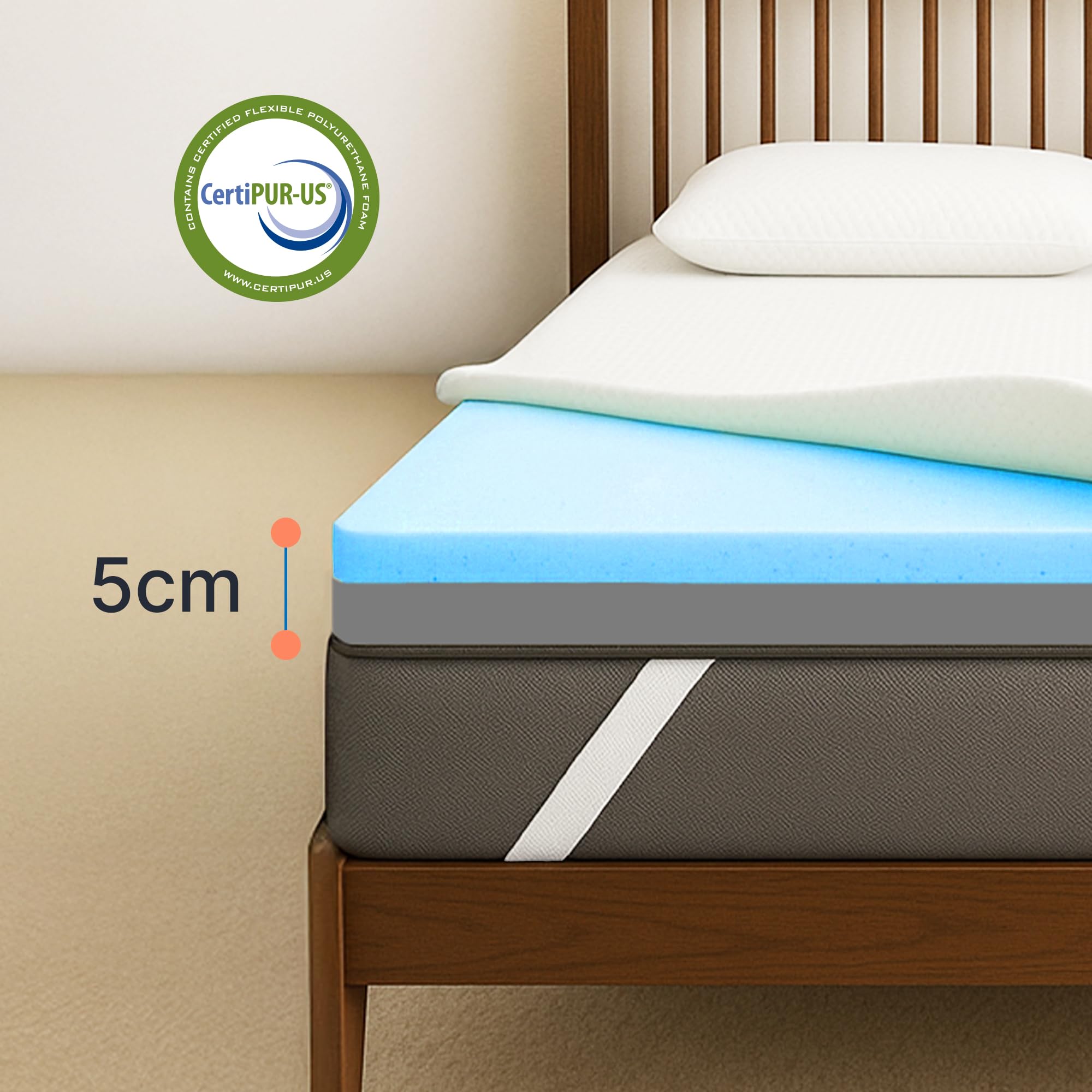 MKS Luxury Gel Foam Topper 120 x 200 cm, 2-in-1 H3/H4 MKS Luxury Gel Foam Topper 120 x 200 cm, 2-in-1 H3/H4
