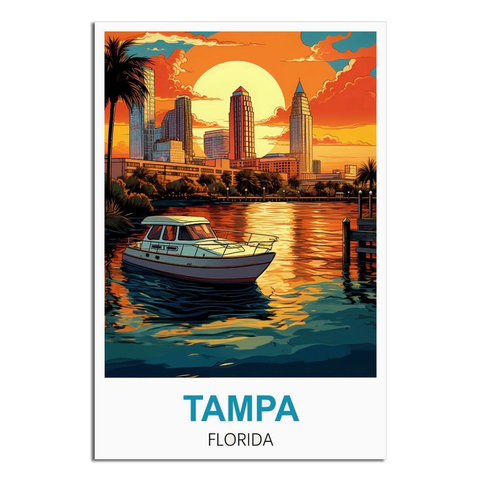 EZMLFA Diamond Art Kits Adults,Tampa Florida,5D Dimond Picture, Crystal Gem Art Crafts for Boys Girls, DIY Mosaic Creations Set for Home Decor 40x50cm