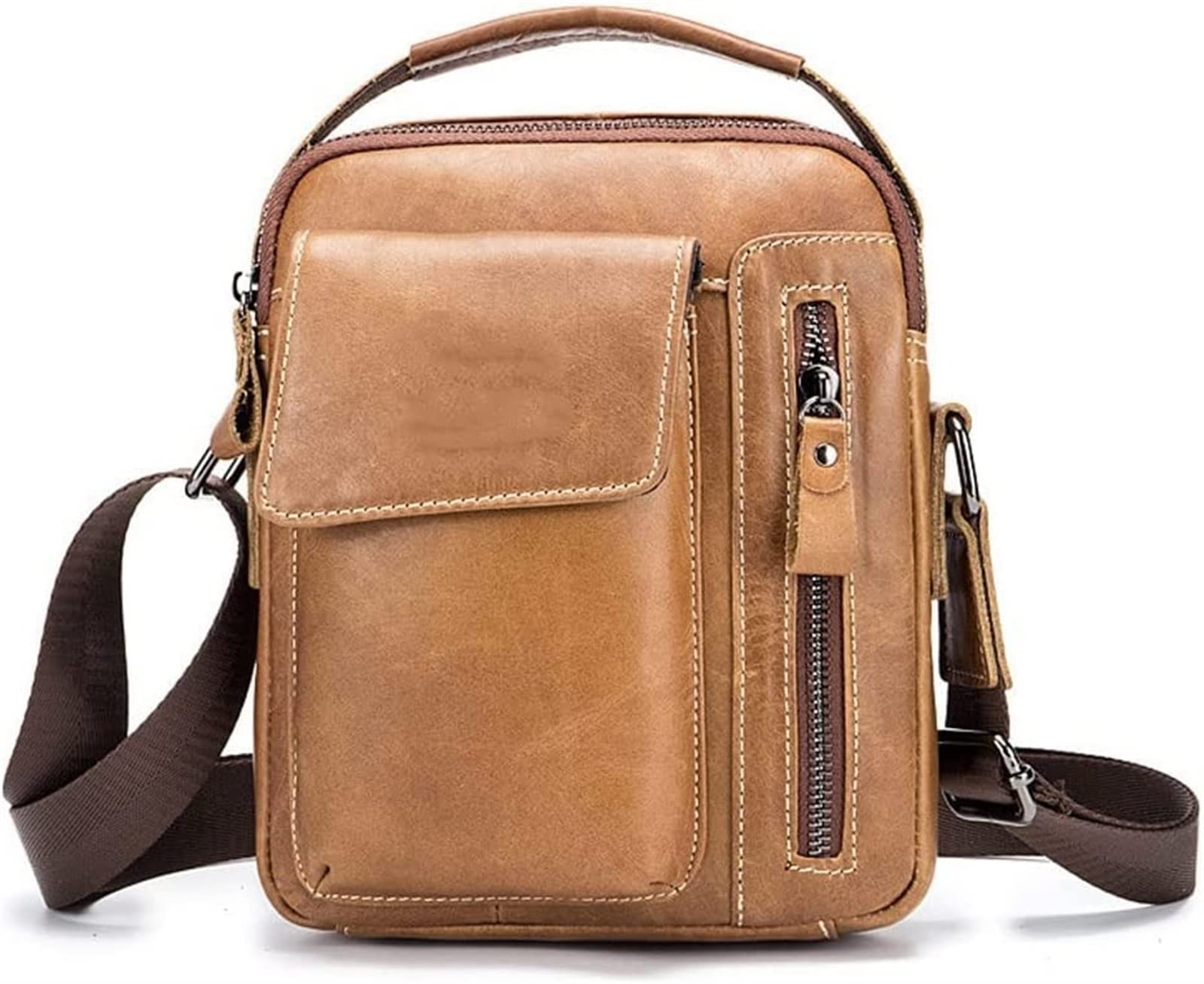 TATSEN Echt leer heren crossbody schoudertas vintage koeienhuid messenger tas voor mannelijke kleine casual handtas (kleur: C