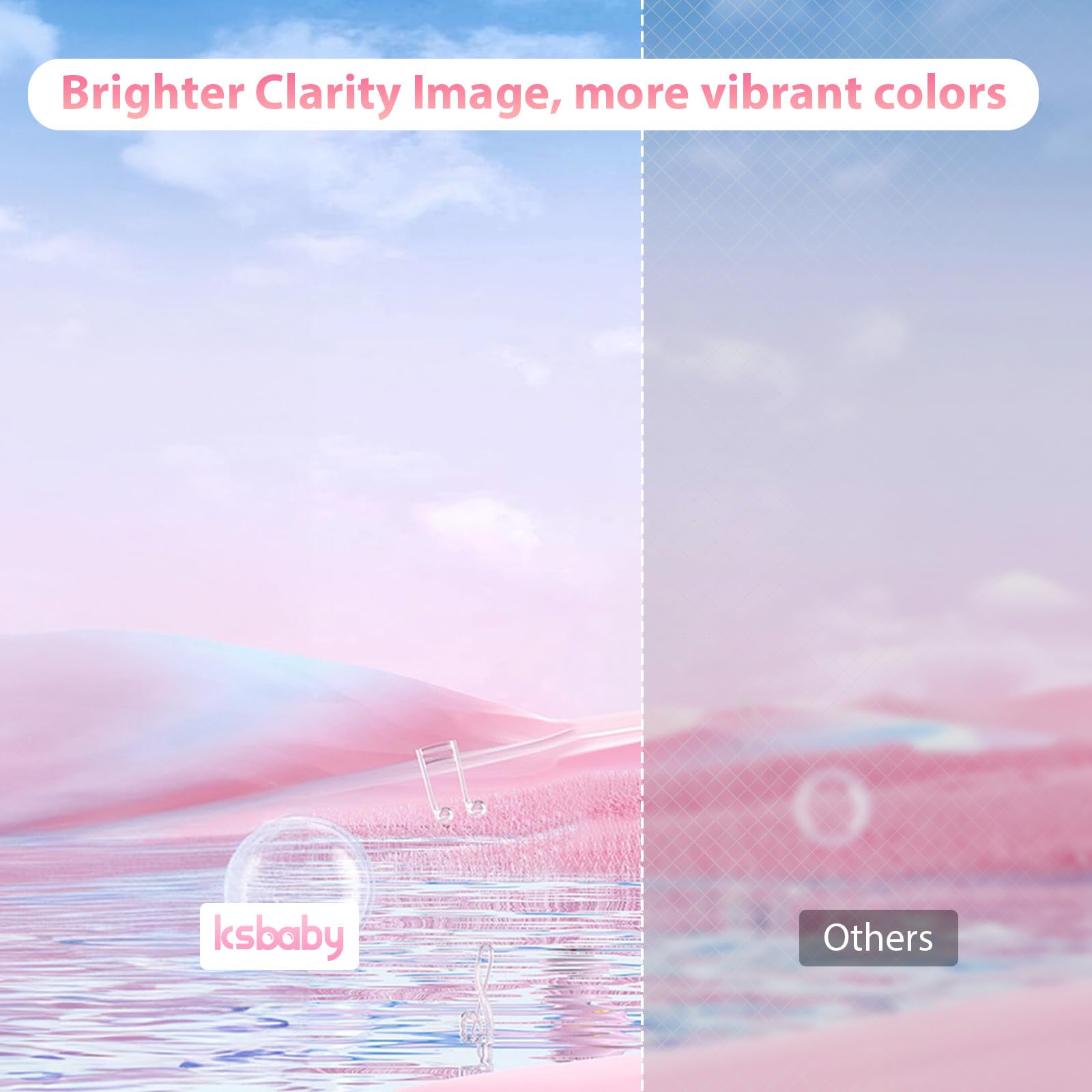 Proiettore portatile, ksbaby proiettore per esterni, mini proiettore video estetico a LED per film portatili all'aperto compatibile con HDMI, USB, laptop, TV Stick, telefono iOS e Android