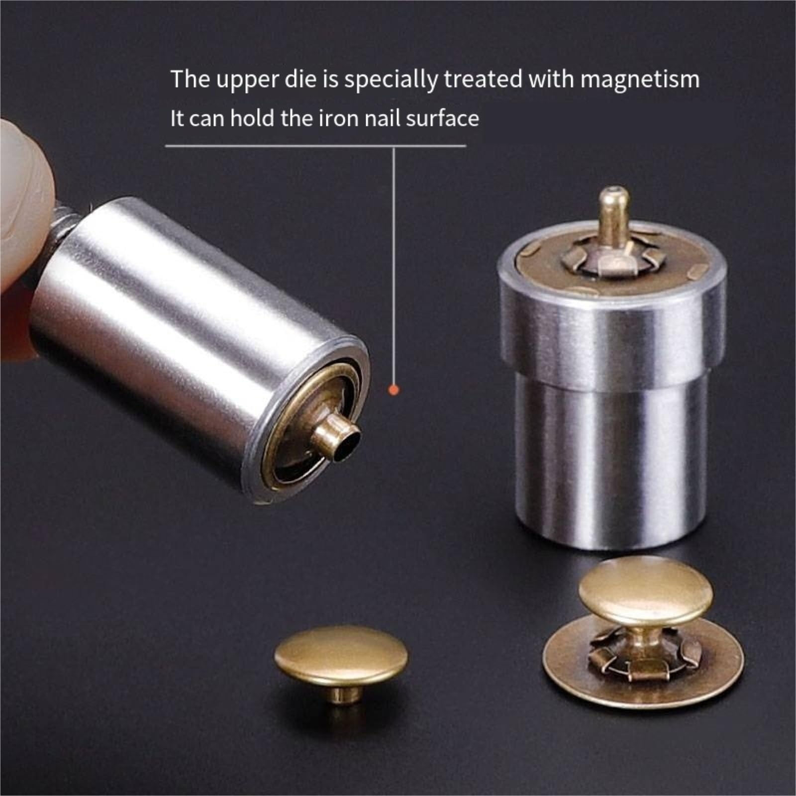 Snap Fasteners Botón Die Troquel de remache for molde botón magnético | Prensa manual Accesorios a presión de metal Herramientas Sujetador de ropa(Large button 18mm)