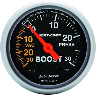 Auto Meter 3303 Sport-Comp Mechanical Boost/Vacuum Gauge,2.3125 in.