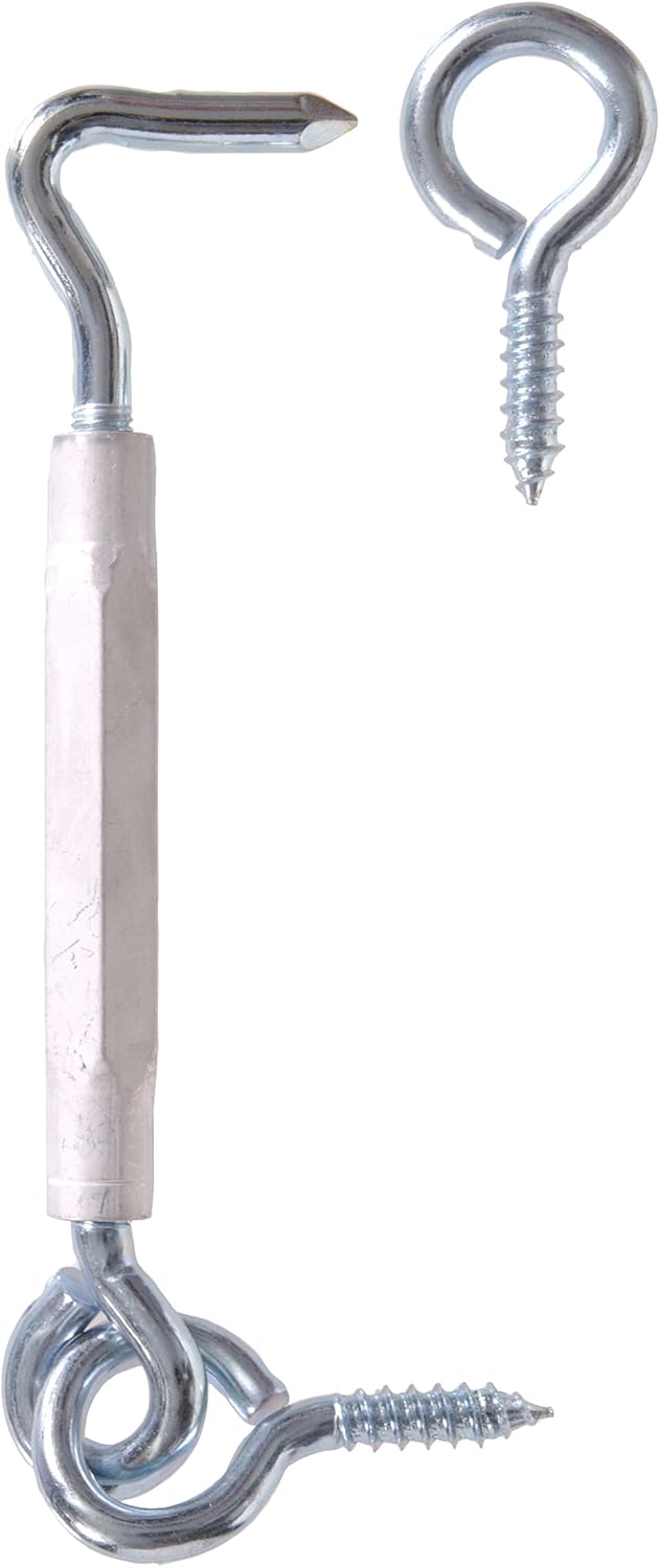 Hardware Essentials 851937 Zinc Turnbuckle Gate Hook (3/8” x 11")