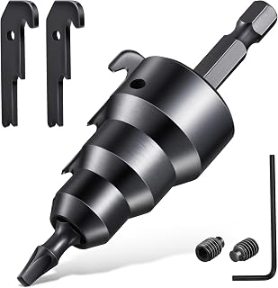 Power Conduit Reamer Tools Kit, Includes 3 Reamer Replacement Blades, 3 Set Screws, 1 No. 2 Square Recess Bit and 1 Hex Key Wrench(1/16''), Ream 1/2'', 3/4'' and 1 Inch Conduit Pipe
