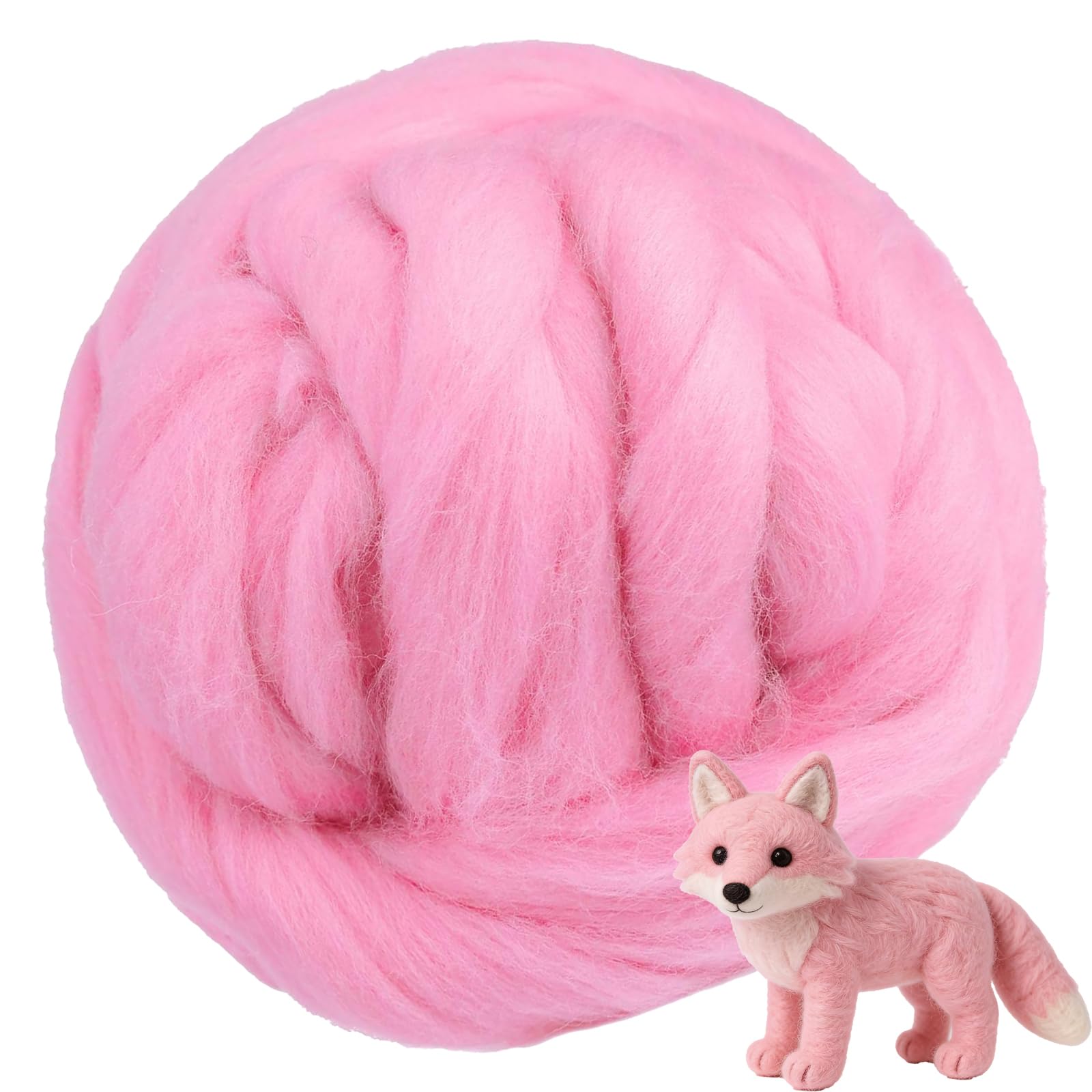 FYANER Felting Wool, Needle Felting Wool, 3.5oz Black Needle Felting Wool Roving for Needle Felting, Wet Felting, Spinning & Tapestry DIY (Pink)