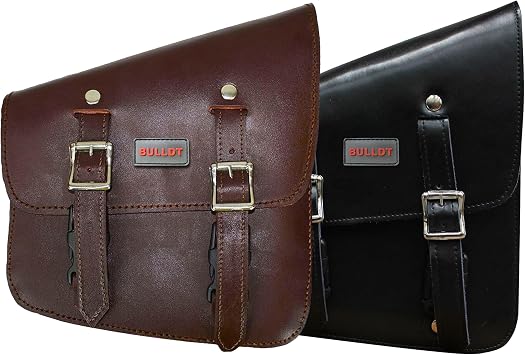 German Wear Motorcycle Solo Bag Saddle Bag Motorcycle Bag Tool Bag Leather Dark Brown Left