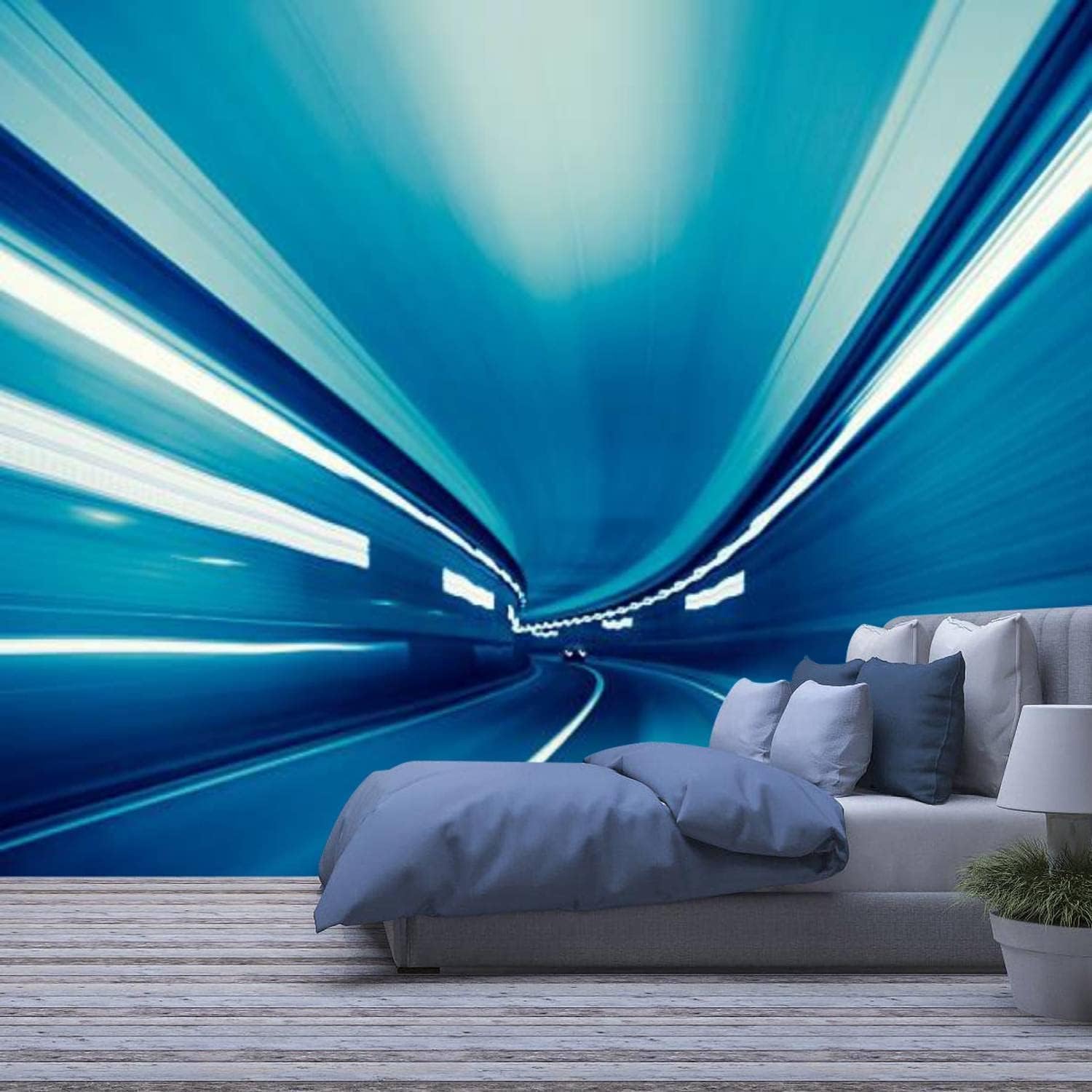 Papier peint photo 3D tunnel routier peler et coller amovible sans résidu de colle