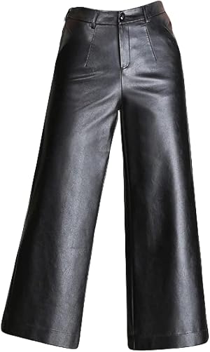 Elastic High Waist Womens Pure Black Loose Party Pants