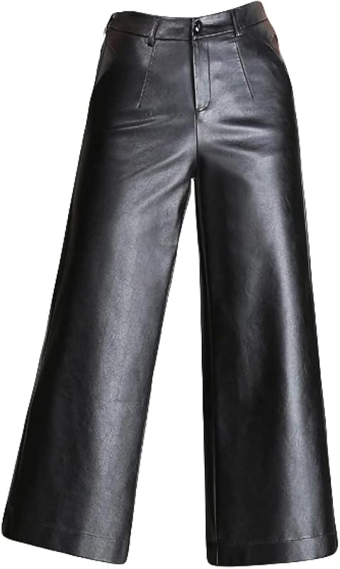 Elastic High Waist Womens Pure Black Loose Party Pants