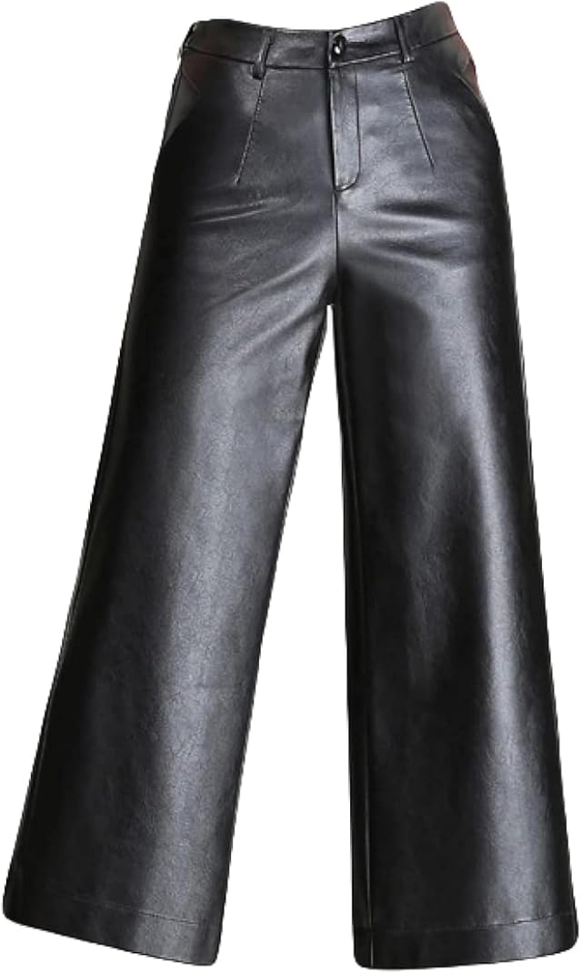 Elastic High Waist Womens Pure Black Loose Party Pants