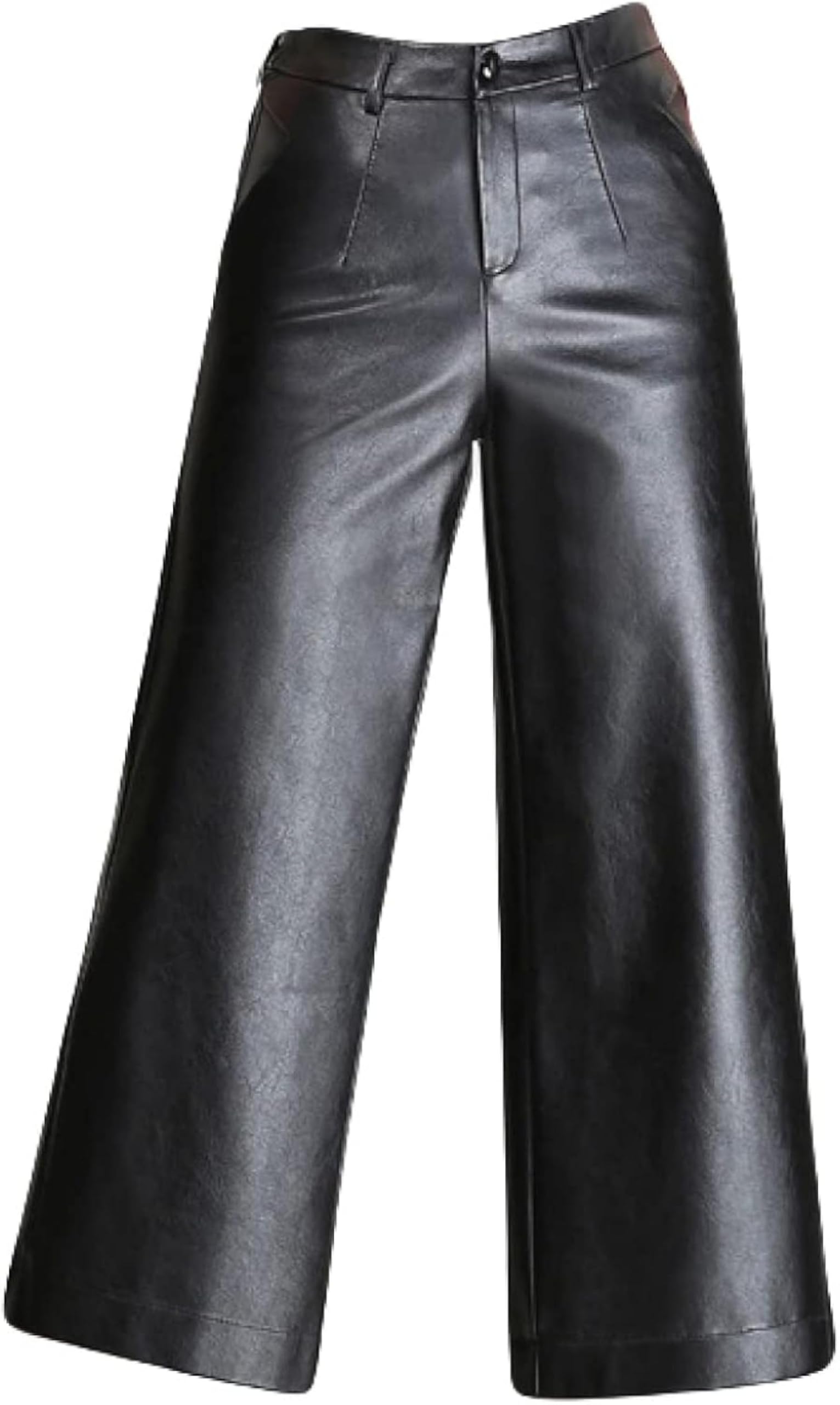 Elastic High Waist Womens Pure Black Loose Party Pants