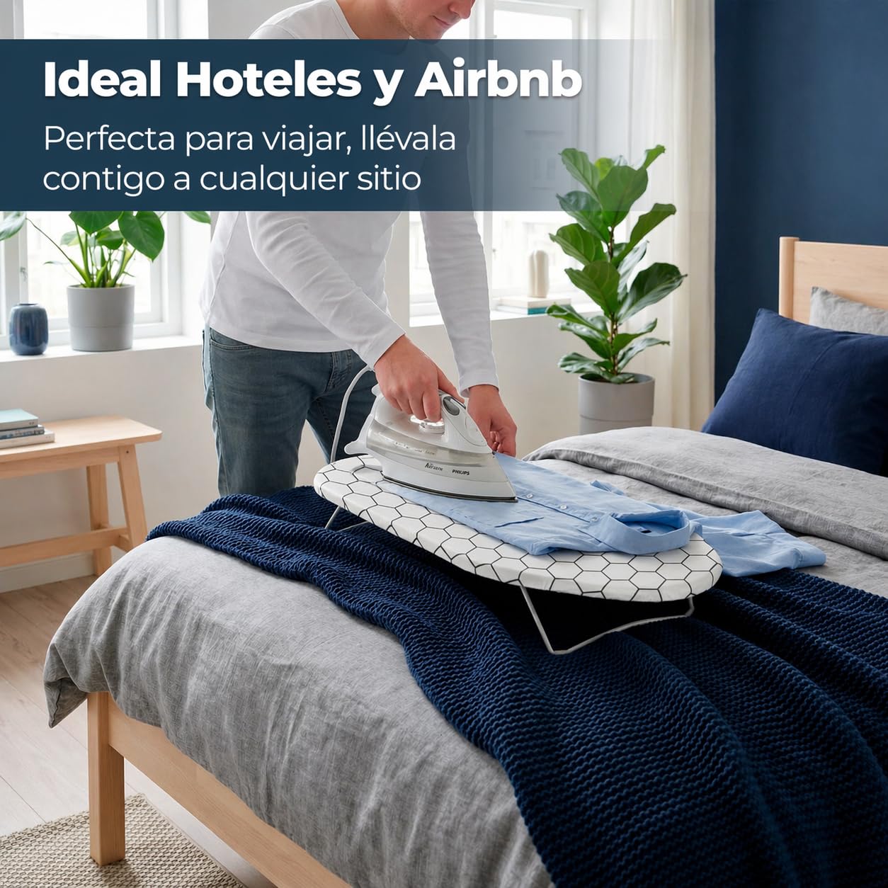 Asse da Stiro Compatto da Tavolo 70x30 cm, Pieghevole con Piedini Antiscivolo e Gancio, Ultra Leggero 650 g, Rivestimento in Cotone Imbottito, Ideale per Piccoli Spazi, Viaggio e Airbnb