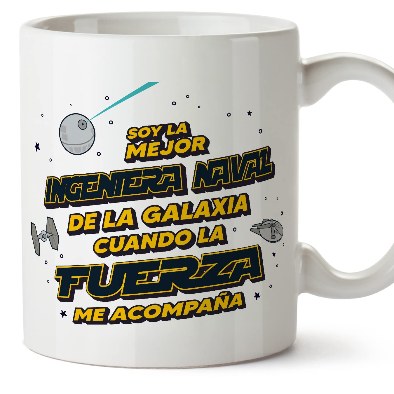 MUGFFINS Tazas para JEFE hombre - En Español - Mejor de la Galaxia Cuando Fuerza me Acompaña - 11 oz / 330 ml - Regalo original y divertido — view 311