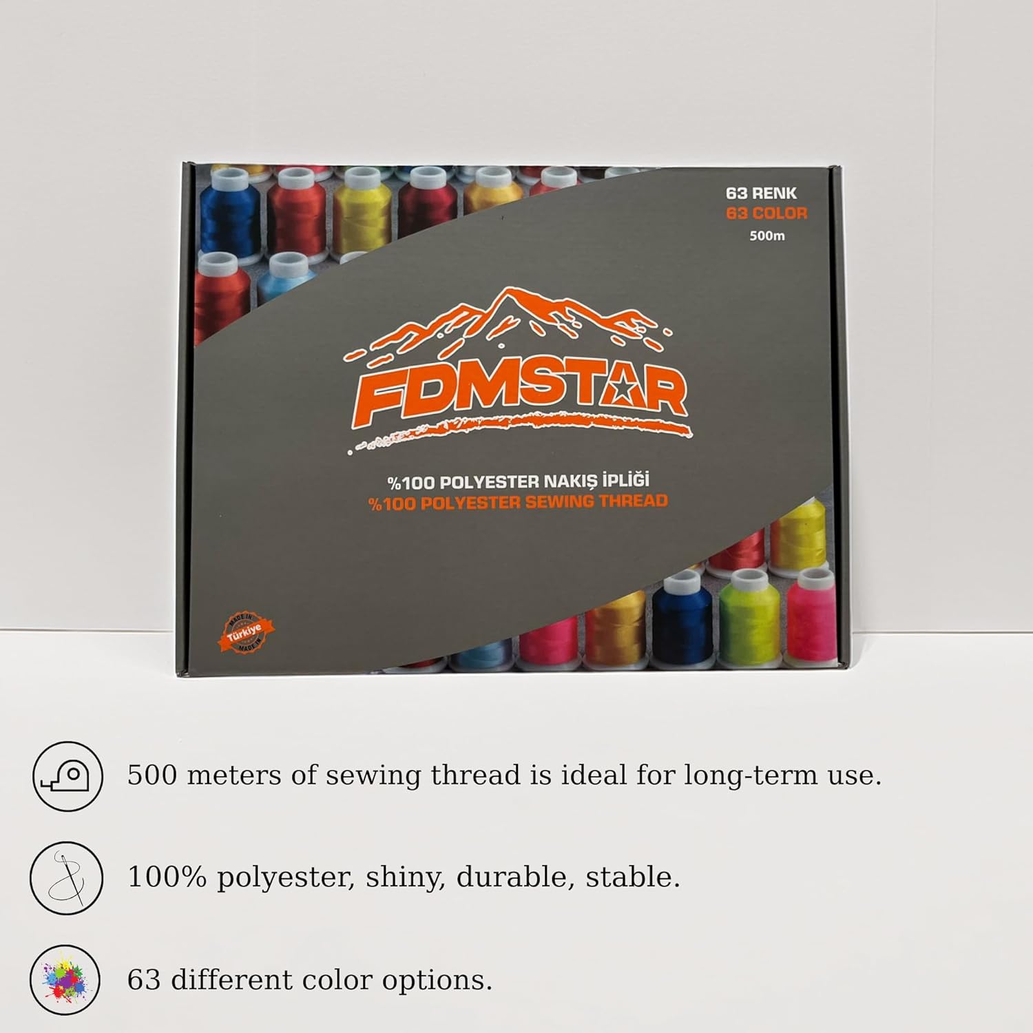 Mixed Color Embroidery Thread Set – 8 pcs / 63 pcs – 15 Gr Polyester Machine Embroidery Thread (Mixed Color)