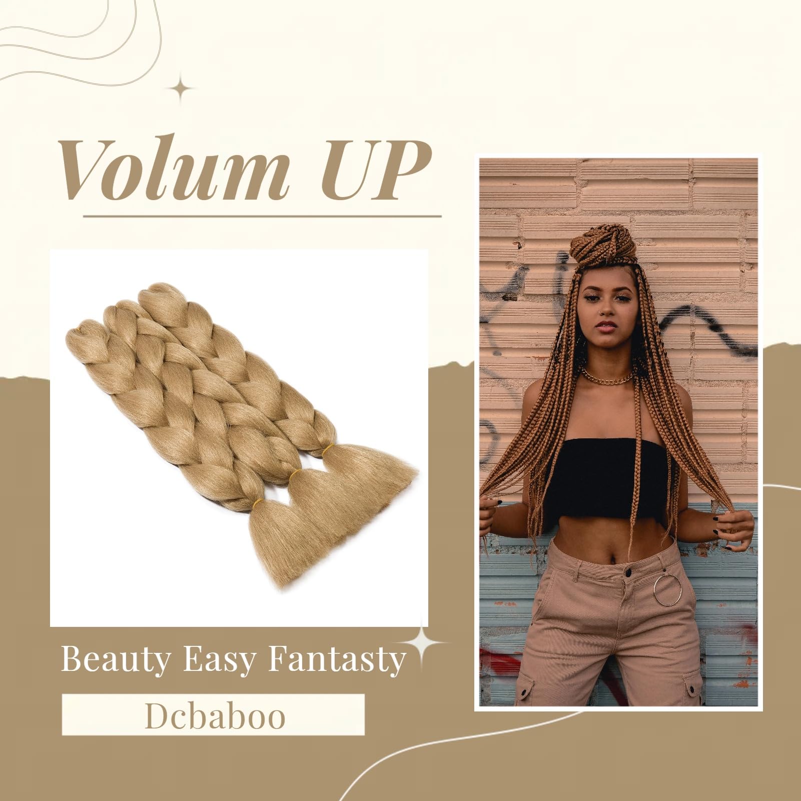 Dcbaboo Blonde Hair Extensions for Braiding Jumbo Braids Hair Extension 3packs 24inch 300g Synthetic Fibre Kanekalon Braiding Extensions Afro Crochet Twist - Image 3