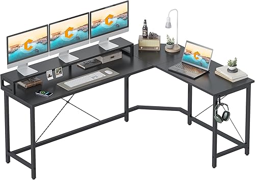 CubiCubi Escritorio en forma de L, escritorio esquinero para computadora de 66.7 pulgadas, estación de trabajo de escritura para estudio de oficina