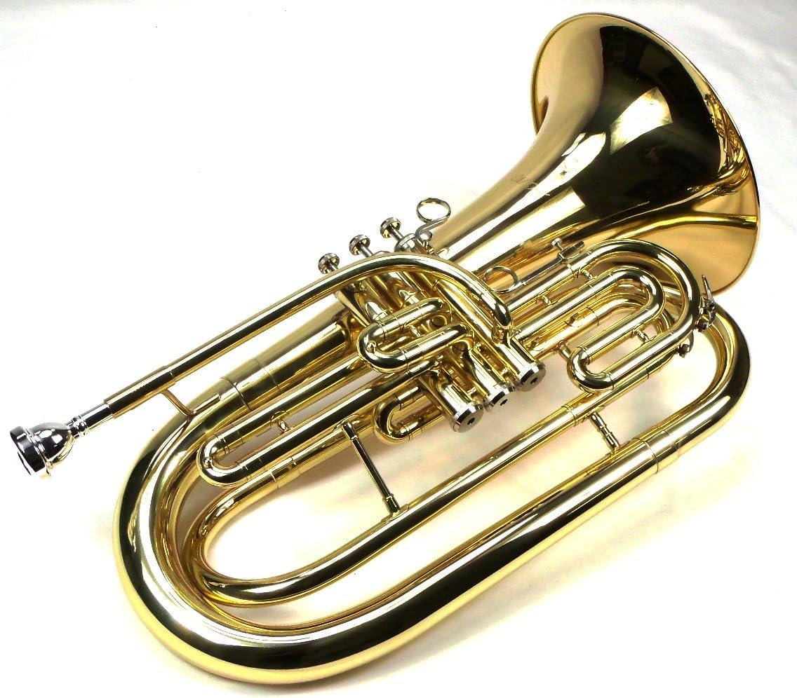Advanced Monel Pistons Marching Baritone Key of Bb w/Case & Mouthpiece-Gold Lacquer Finish : Musical Instruments