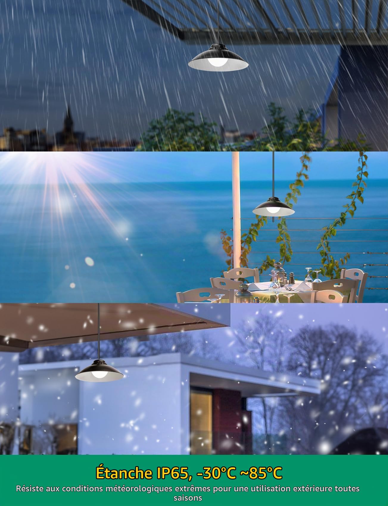 Aigostar Lampe Solaire Extérieur avec Télécommande 50W 500LM Lumière Solaire Extérieur IP65 réglable 3000K/4000K/6500K, Câble de 3 Meters.2 pcs
