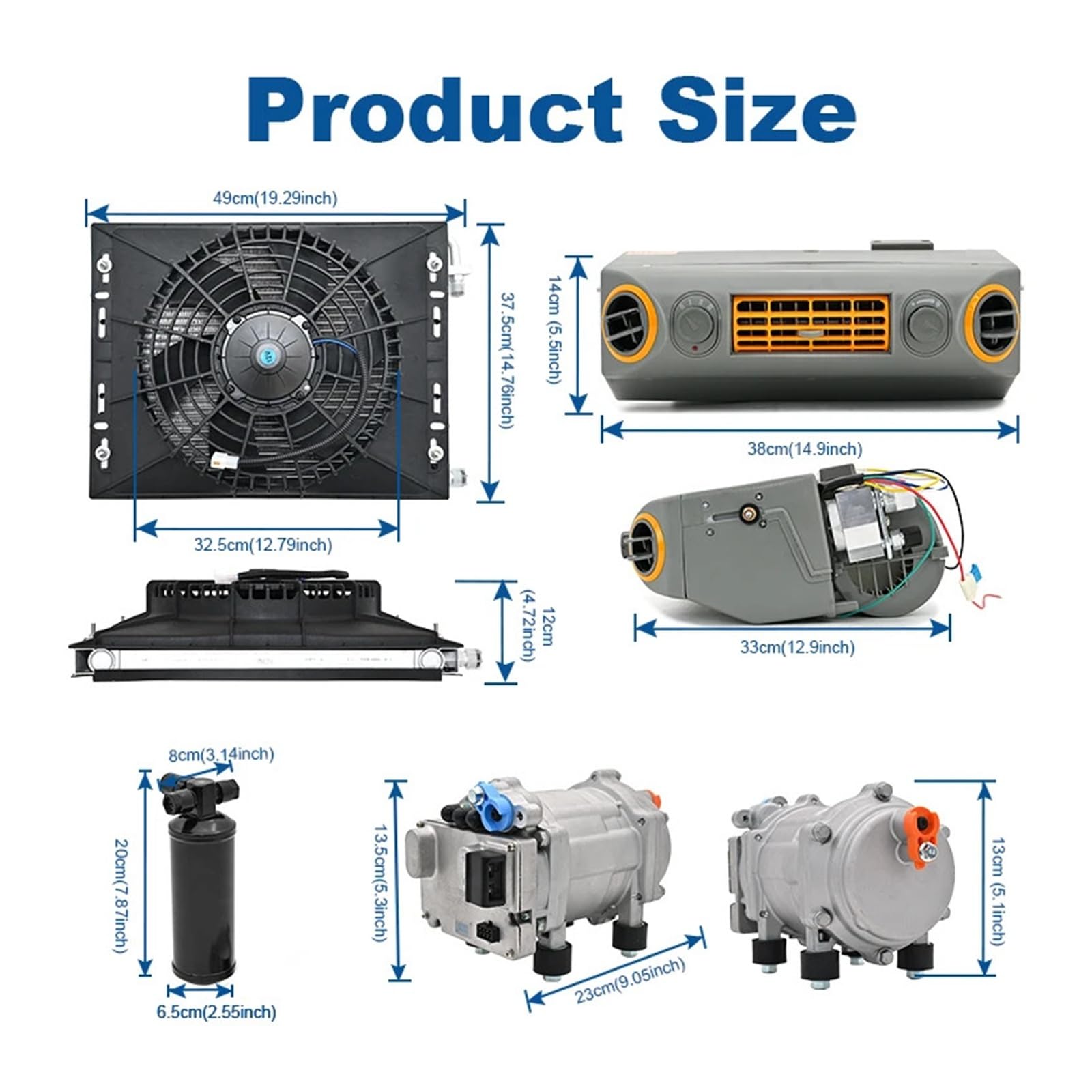 Sistema di climatizzazione Universale con compressore Elettrico 12V/24V for Camion e Camper(12V Cooling)
