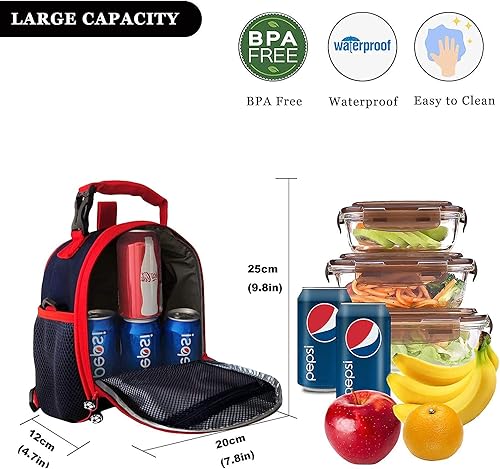 Miniatura 3 de Lonchera para niños, reutilizable, multiconvertible, aislante, térmica, con correa para el hombro, lonchera, mochila, sándwich, bolsas para niñas,