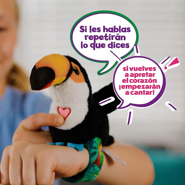 Foto 4 de 7 de HAPPY YAPPERS Tucán - Pajarito Interactivo Que Canta, Mueve Las Alas y Repite lo Que Dices, Incluye Brazalete…