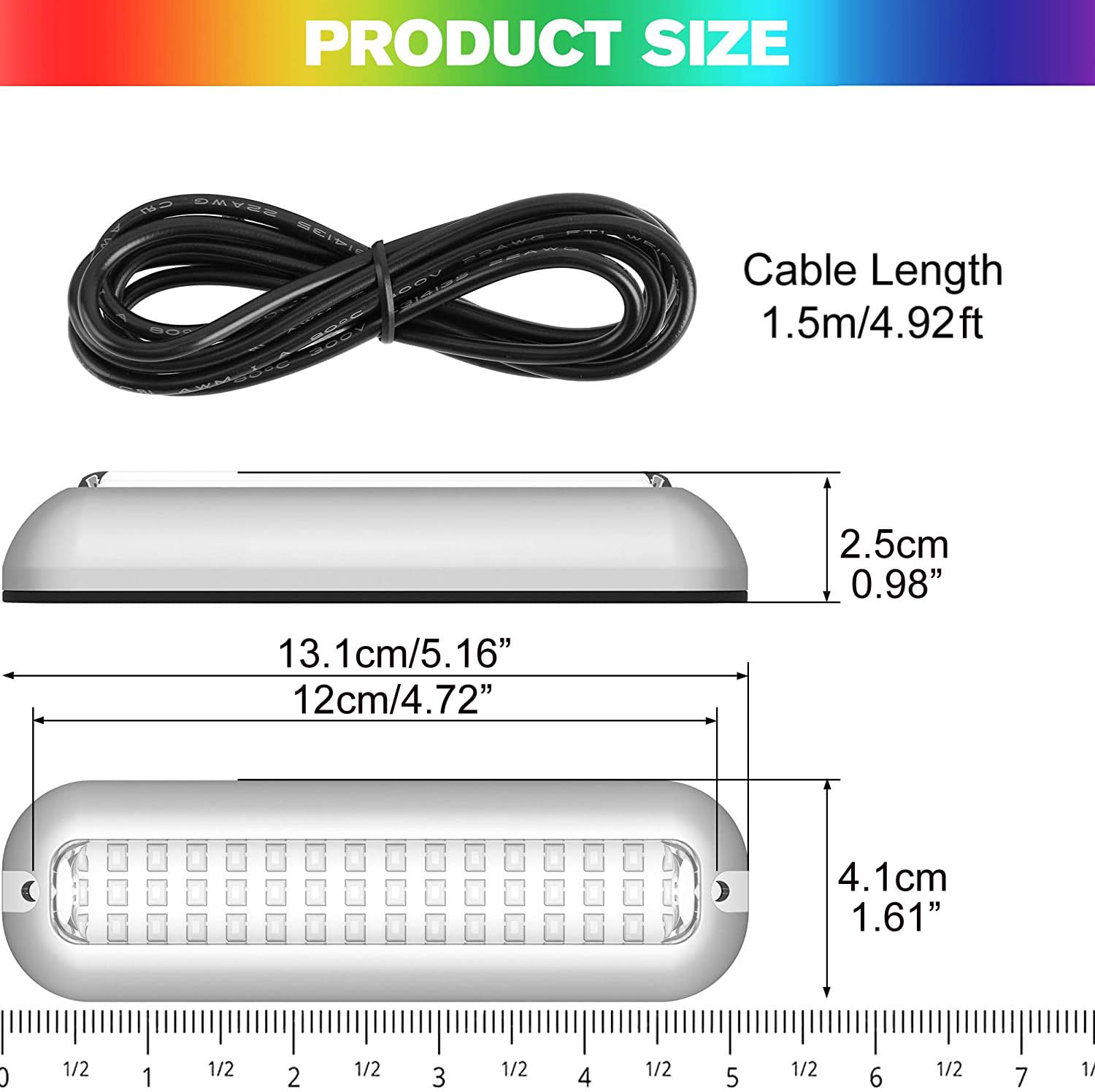 Greluma 2 piezas 42 LED DC 10-30V Pontones marinos Luz de popa de barco subacuático, Luces de pesca de popa de cubierta de barco de acero inoxidable IP68 a prueba de agua - Blanco