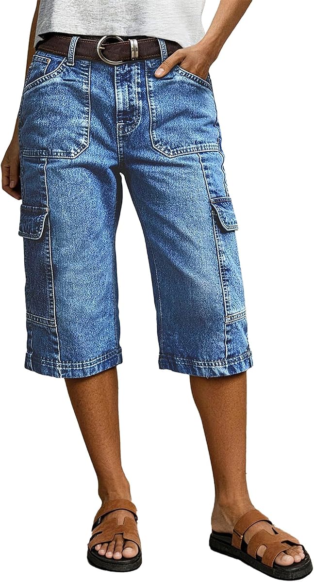 Flamingals Capri pantalones rectos de pierna ancha para mujer