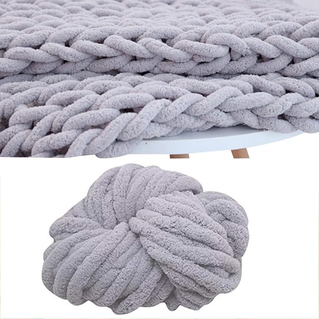 Wool Yarn DIY Chenille Yarn Coarse Yarn Blanket Yarn Super Soft Extreme Arm Knitting Crocheting Acrylic Yarn Colors Bulky Wool Yarn, For Arm Knitting, Giant Chunky Knit Blankets Throws, 18M Length