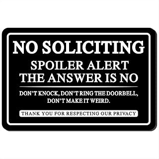 현관문을 위한 재미있는 No Soliciting 표지판 - Do Not Knock Or Ring 초인종 표지판 - 가정, 사무실, 아파트를 위한 유머러스한 프라이버시 경고 사인 - 프리미엄 반투명 아크릴 소재, 초강력 자체 접착, 내구성 (15.2 x 10.2cm(6 x 4인치), 블랙 5)