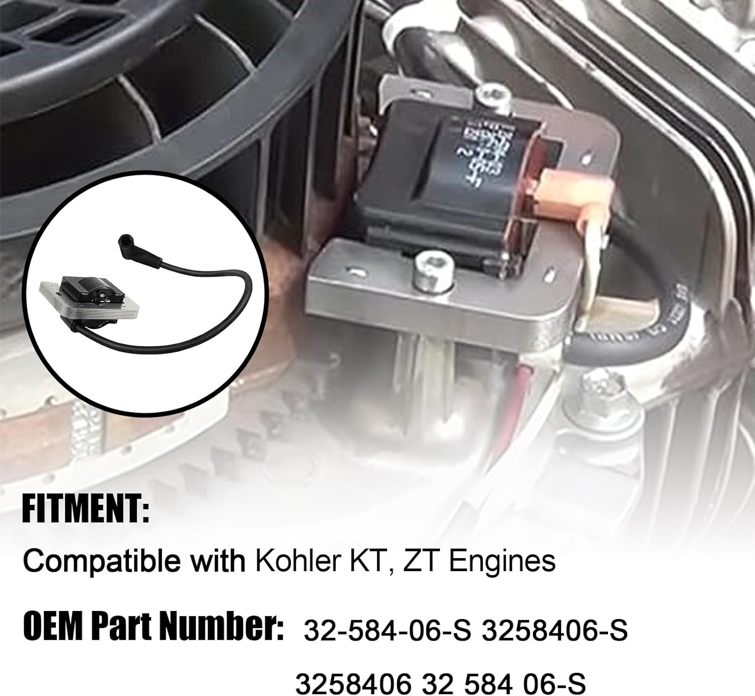 32-584-06-S 2 PCS Ignition Coil Module Compatible with Kohler KT ZT Engines 7000 Series Lawn Mower Engine KT610 KT740 ZT720 ZT730 Replace# 3258406-S 3258406 32 584 06 3258406S