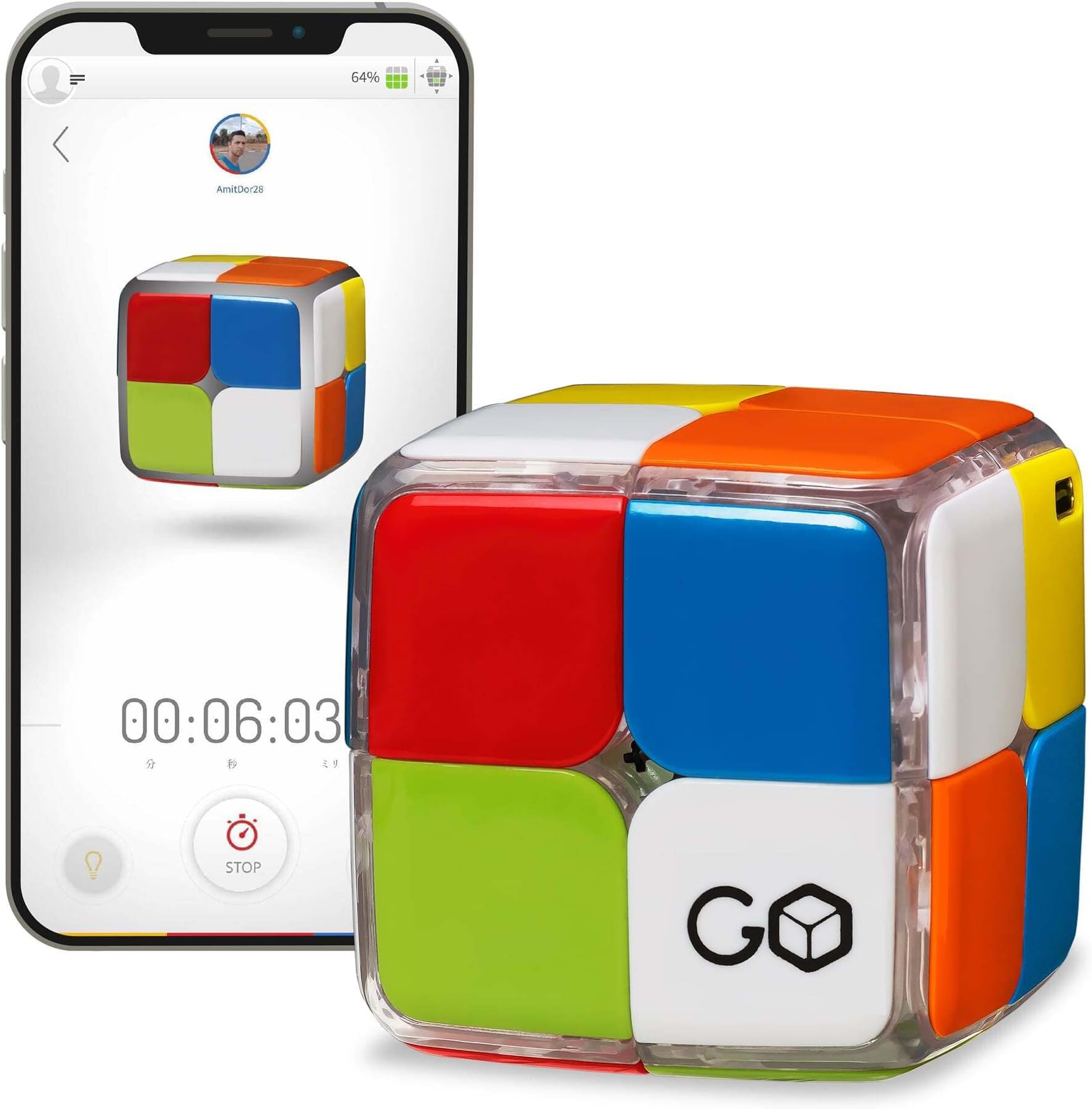 GoCube 2x2 - The first 2x2 connected cube ever to learn how to solve the cubes! App-enabled STEM puzzles for all ages and abilities