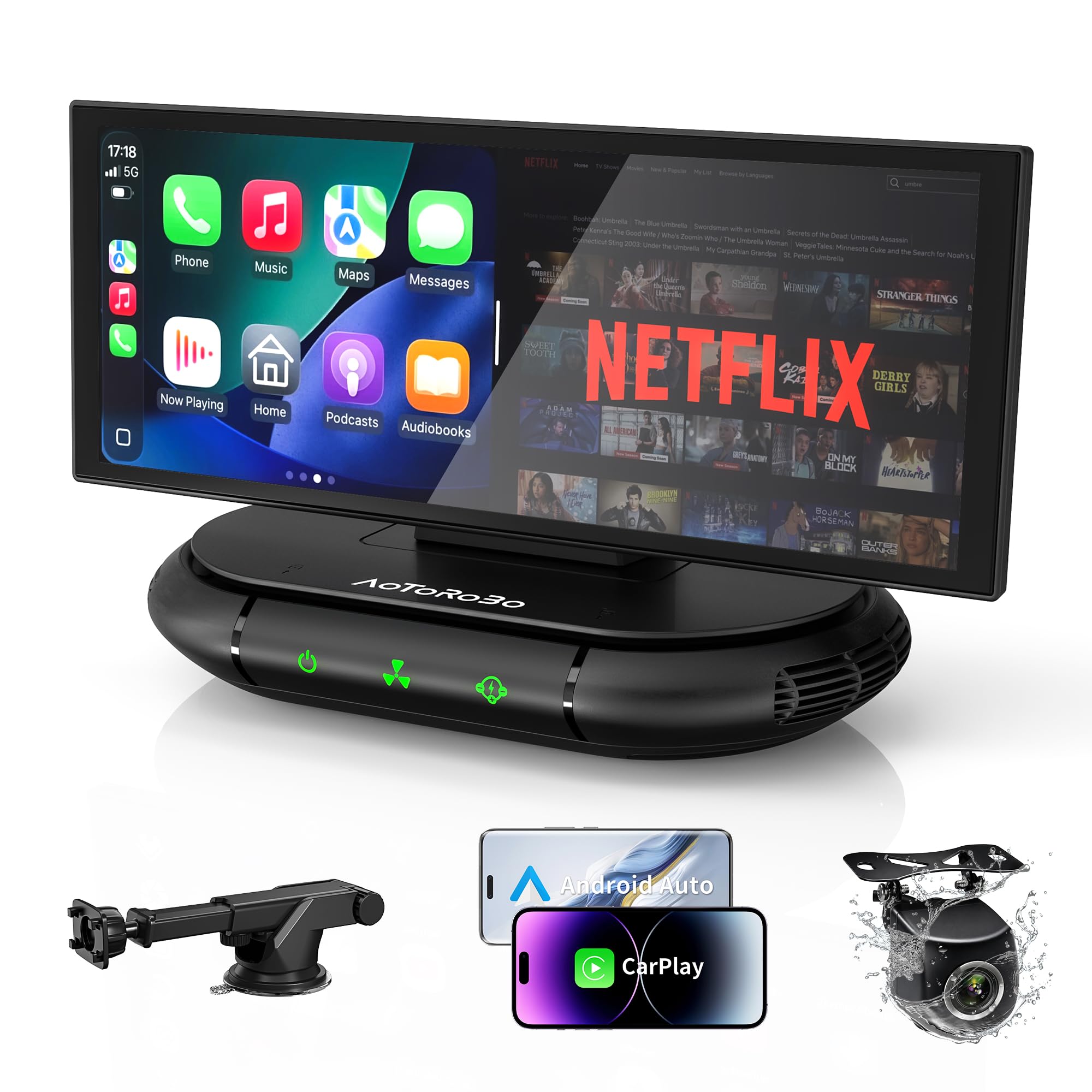 10.25" Wireless CarPlay Screen with Air Purifier, Google Play and Gemini AI