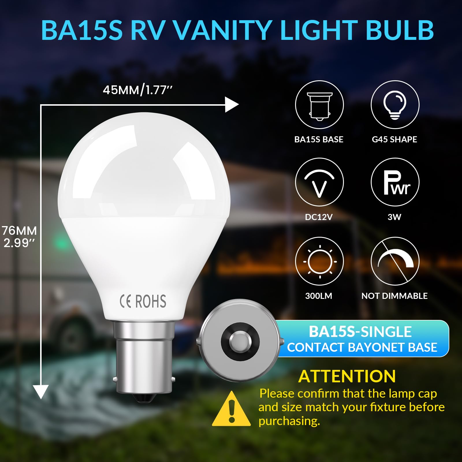 Snapklik.com : 1156 1141 1003 12V RV Vanity LED Light Bulbs, 3W 1383 ...