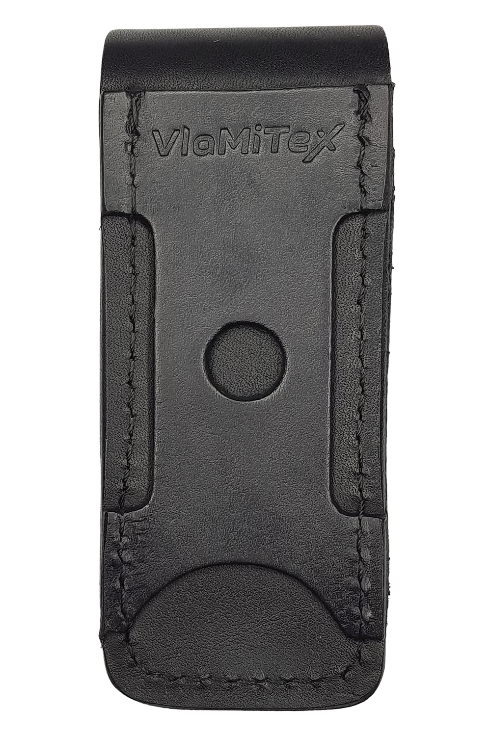 VlaMiTex Fodero per Coltello Tascabile Coltelli Pieghevole Supporto per Multitool Attrenzzi in Pelle Nero (10,5 x 3,5 x 1,5 cm - M24)