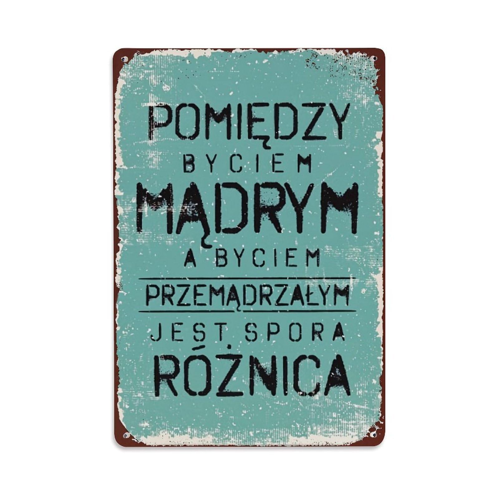 Pomiedzy Byciem Madrym A Byciem Przemadrzalym Jest Spora Róznica Retro Metal Tin Sign, Vintage Decor Art Poster for Bar, Home, Man Cave, Kitchen, Laundry Room Gift 8x12Inch