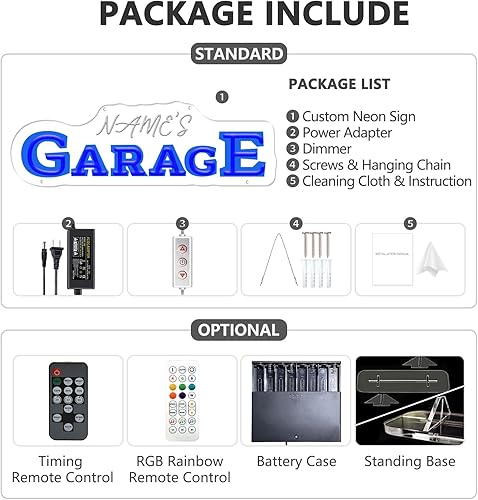 Miniatura 8 de Letreros de neón personalizados con nombre de garaje para decoración de pared con control remoto de temporizador, luz de neón LED de garaje